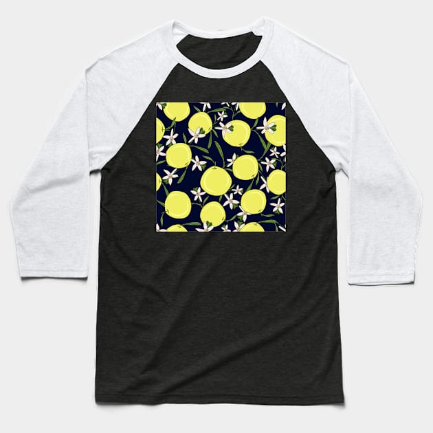 Hand Drawn Tropical Lime And Flowers Baseball T-Shirt by MichelMM